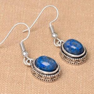 Blue Oval Drop Earrings
